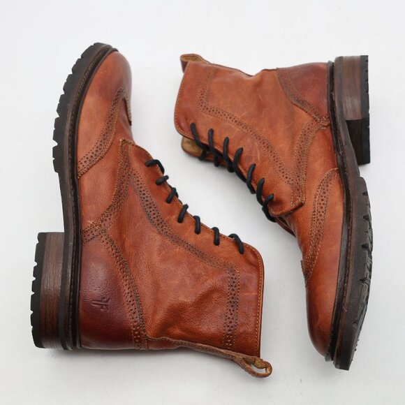 Frye James Lug Wingtip Leather Lace up Chukka Boots Men's Size 10 D Brown Ankle - Picture 9 of 12